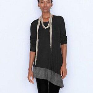 New w/Tags - Eileen Fisher Rayon Nylon Crinkle Asymmetric Tunic, Black, Lrg